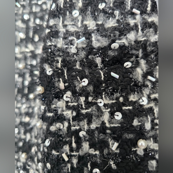 NWT Alice + Olive Black and White Tweed Peals Sequin Jacket Size S - Picture 10 of 10
